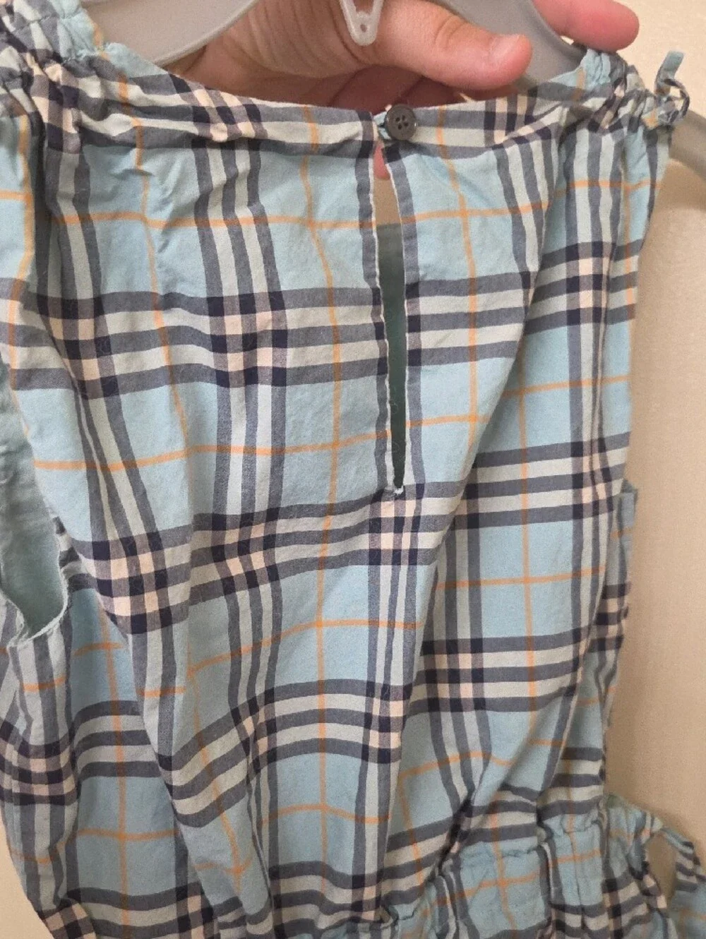 Authemtic BURBERRY Girls Light Blue Plaid Sleeveless Dress